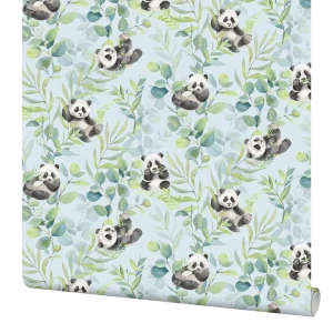Обои флизелиновые Wall Up Dream Панда голубые 1.06 м 653526