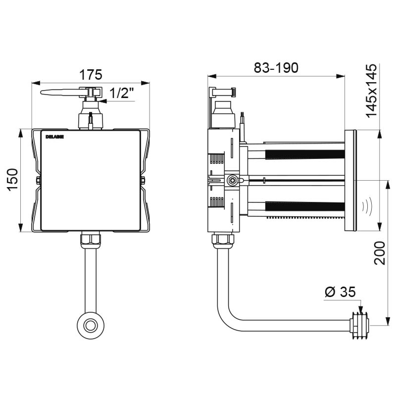 430SBOX-430030 Кран для писсуара TEMPOMATIC 4 DELABIE  - Вид №1