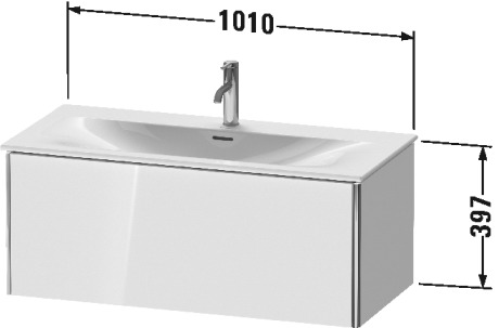 XS422503838 Тумбочка подвесная XSquare #XS4225 1010 x 478 мм Доломитово-серый глянцевый лак Duravit - Вид №1