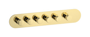 External part of thermostatic 5 ways, round plate, horizontal, Vinile handle WE ARE IB eua522iinvn Pale Gold Aqua