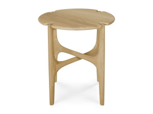 Высокий круглый журнальный столик из дуба