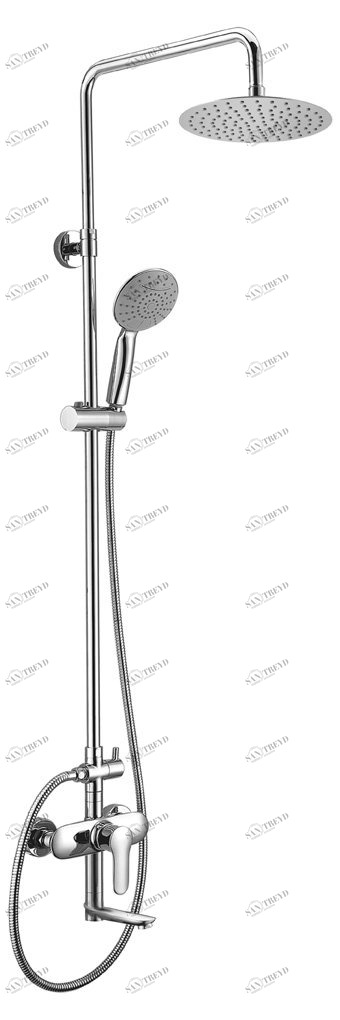 Душевая колонна со смесителем для ванны, верхним и ручным душем, верхний душ из нержавеющей стали BelBagno RENO REN-VSCM-CRM-IN
