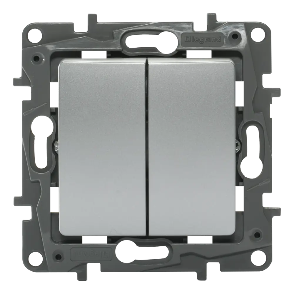 Legrand Etika: двухклавишный переключатель скрытого монтажа в алюминиевом исполнении 17356821 STLM-0008019