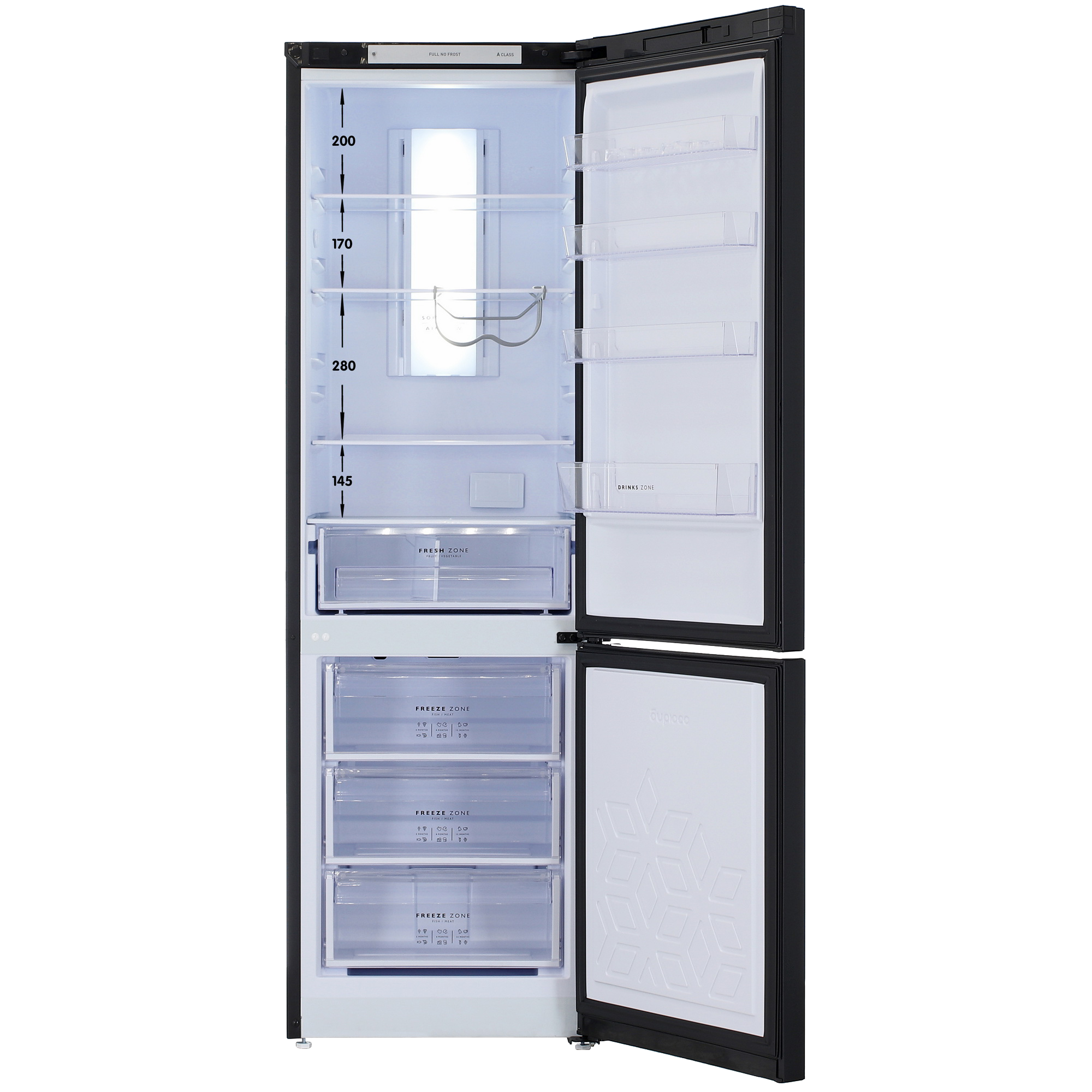 9066259 Холодильник с морозильником   Бирюса B960NF черный STDN-0122590 - Вид №1