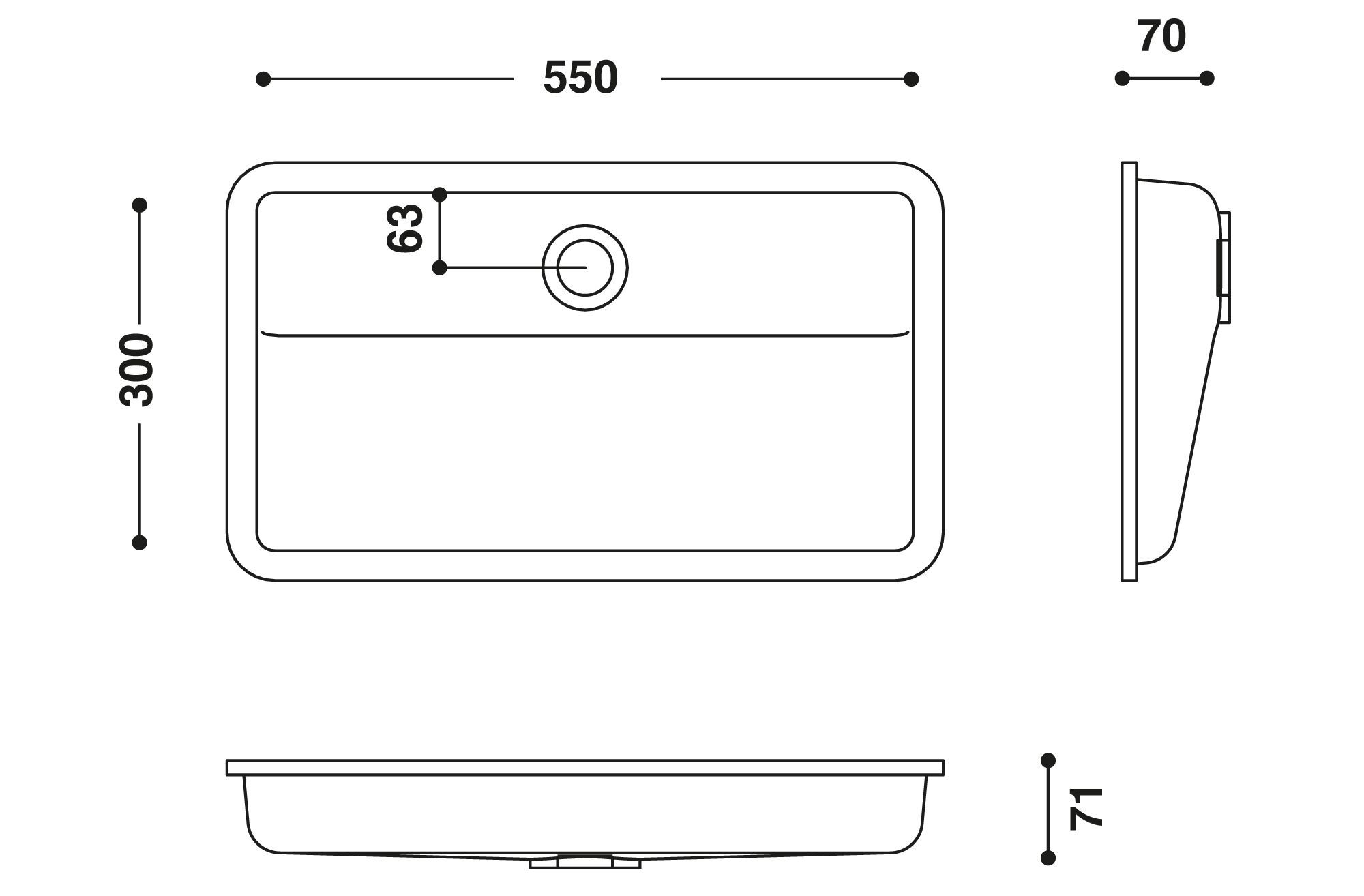 Встраиваемый прямоугольный умывальник в HIMACS CB5530 ARCH-00120707 - Вид №2