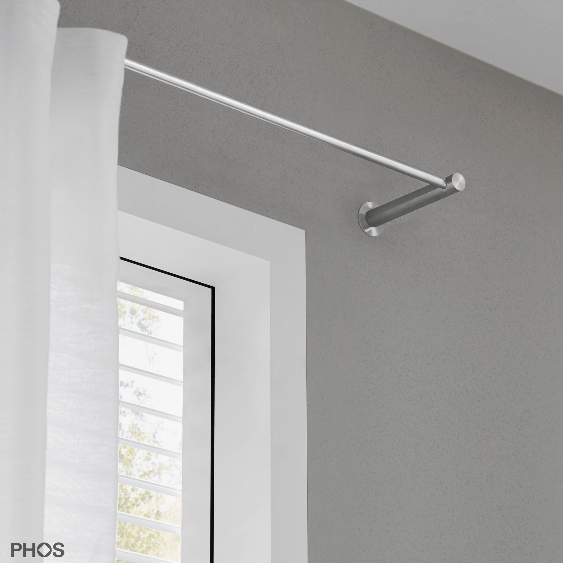 VS20-140E1000 Комплект карнизов: 100 см с 2 концевыми кронштейнами (большое расстояние от стены) PHOS  - Вид №1