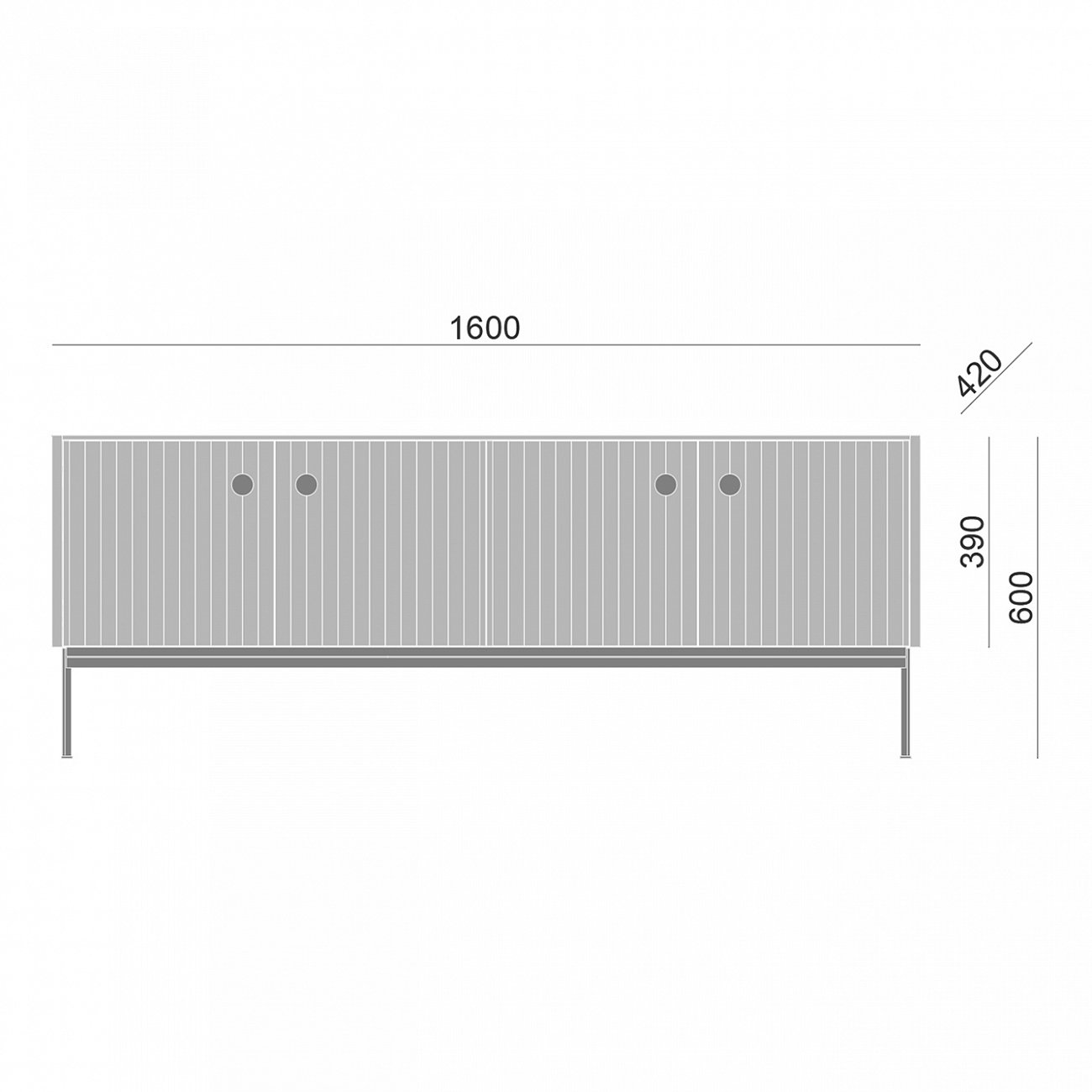 Тумба под телевизор белая 160х60 см Mio BRAGIN DESIGN LIVING 00-3974669 Белый - Вид №2