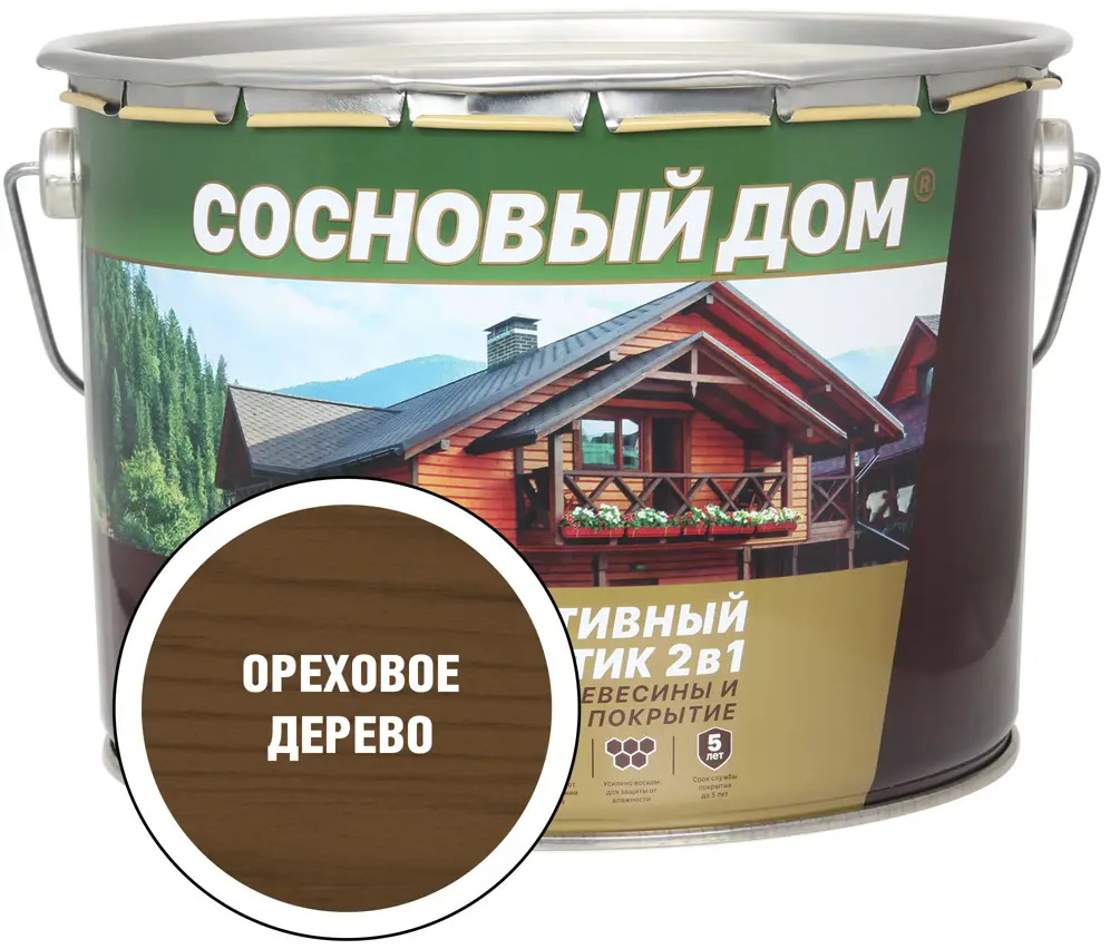 90998162 Защитный состав для древесины СОСНОВЫЙ ДОМ 29540 цвет ореховое дерево 9 л STLM-0858484