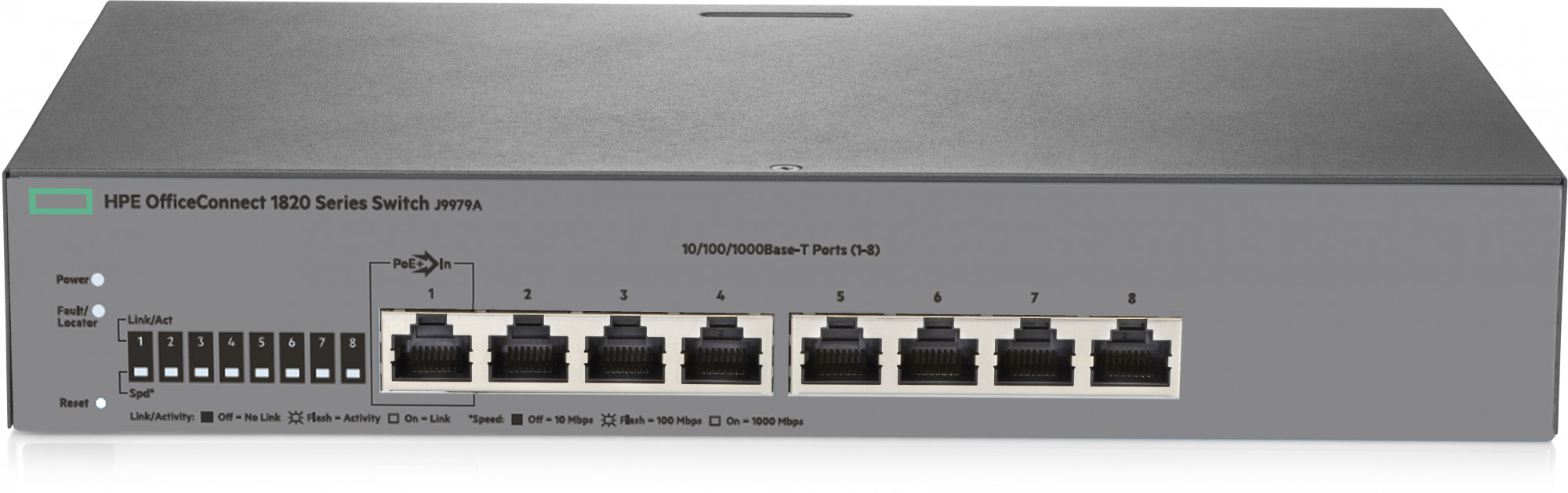 J9979A#ABB Hp 1820 8g switch (web managed, 8*10/100/1000, fanless, rack mounting, 19") HP Enterprise Santreyd 