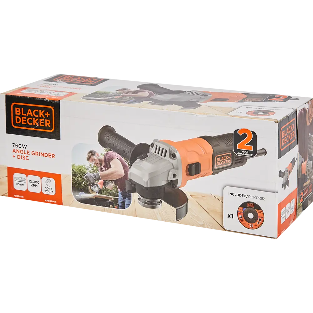 УШМ сетевая Black&Decker ADBEG115, 760 Вт, 115 мм BLACK + DECKER STLM-2143345 - Вид №5