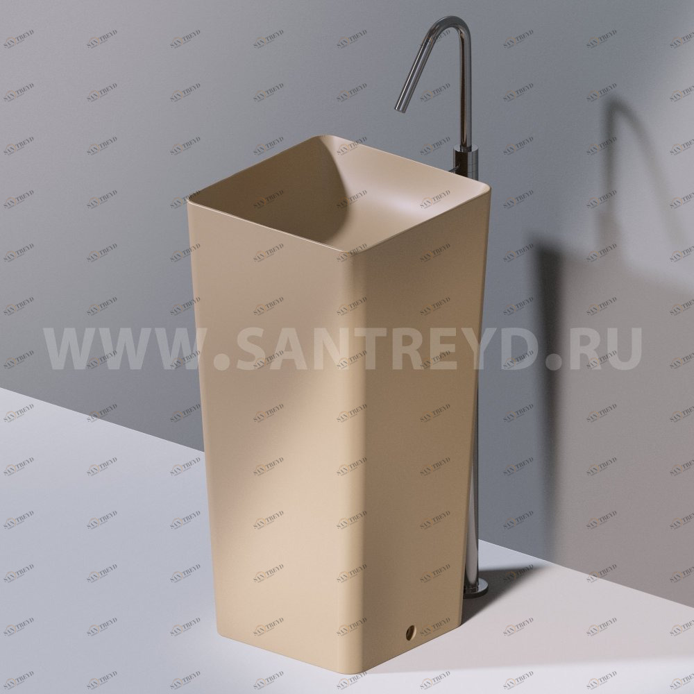 L506T0R0VT132 Раковина напольная ELITE SQUARE 420х420х870 мм без отверстия под смеситель Горчичный матовый AeT ITALIA