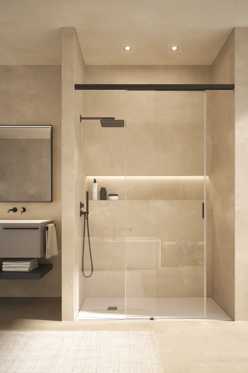 Стеклянная ниша прямоугольная душевая кабина с раздвижной дверью Saint-Gobain - Logli Капля35 ARCH-00044374 - Вид №1