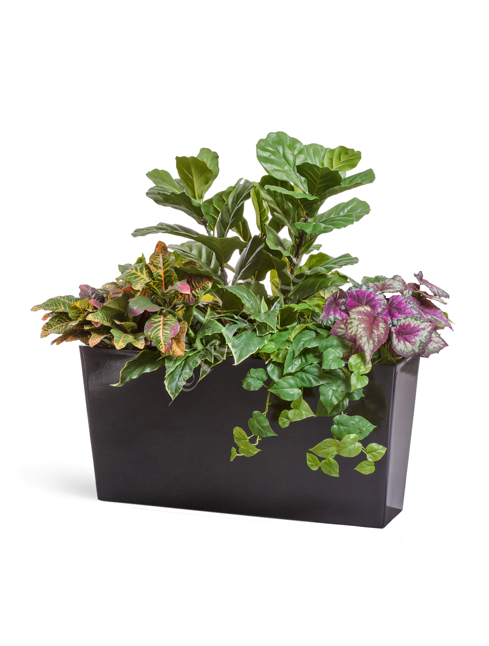 41.216-06-006-BBD100 Кашпо  Japonica Hikari - Devider (узкая трапеция) - чёрный глянцевый лак Цветочная коллекция  - Вид №1