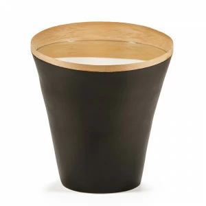 Приставной столик круглый коричневый со стеклянной столешницей и бортиком Nag MONTLY NAG 128926 Бежевый;зеркальный;черный