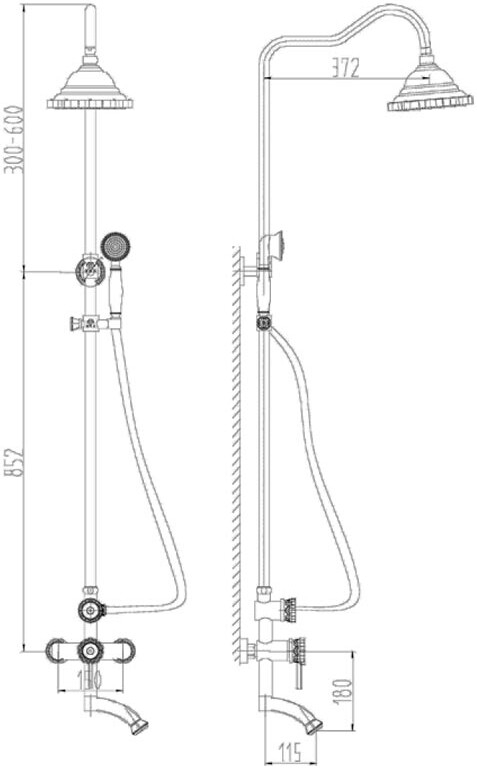 Душевая стойка ZorG Antic A 102DS-BR, бронза - Вид №1