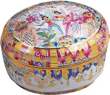 87862 Императорский фарфоровый завод Туалетная коробочка "Русский балет" Фарфор твердый 