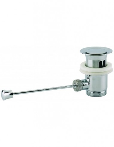100300 000 00  Автоматический слив для умывальника, навинчивающийся, с вентилем, тяга горизонтальная, затяжка 40/48 мм Valentin Хром  - Вид №1
