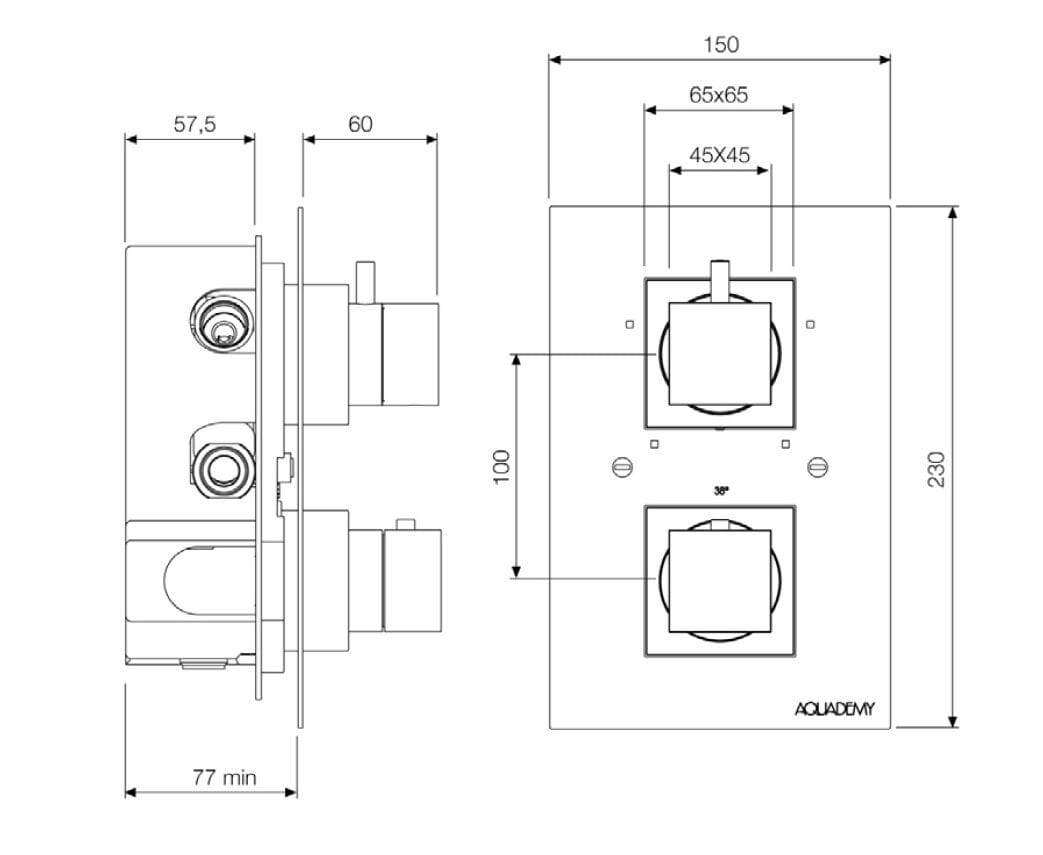 Термостатический смеситель для душа с 2 отверстиями Aquademy Quadro ARCH-00048621 - Вид №2
