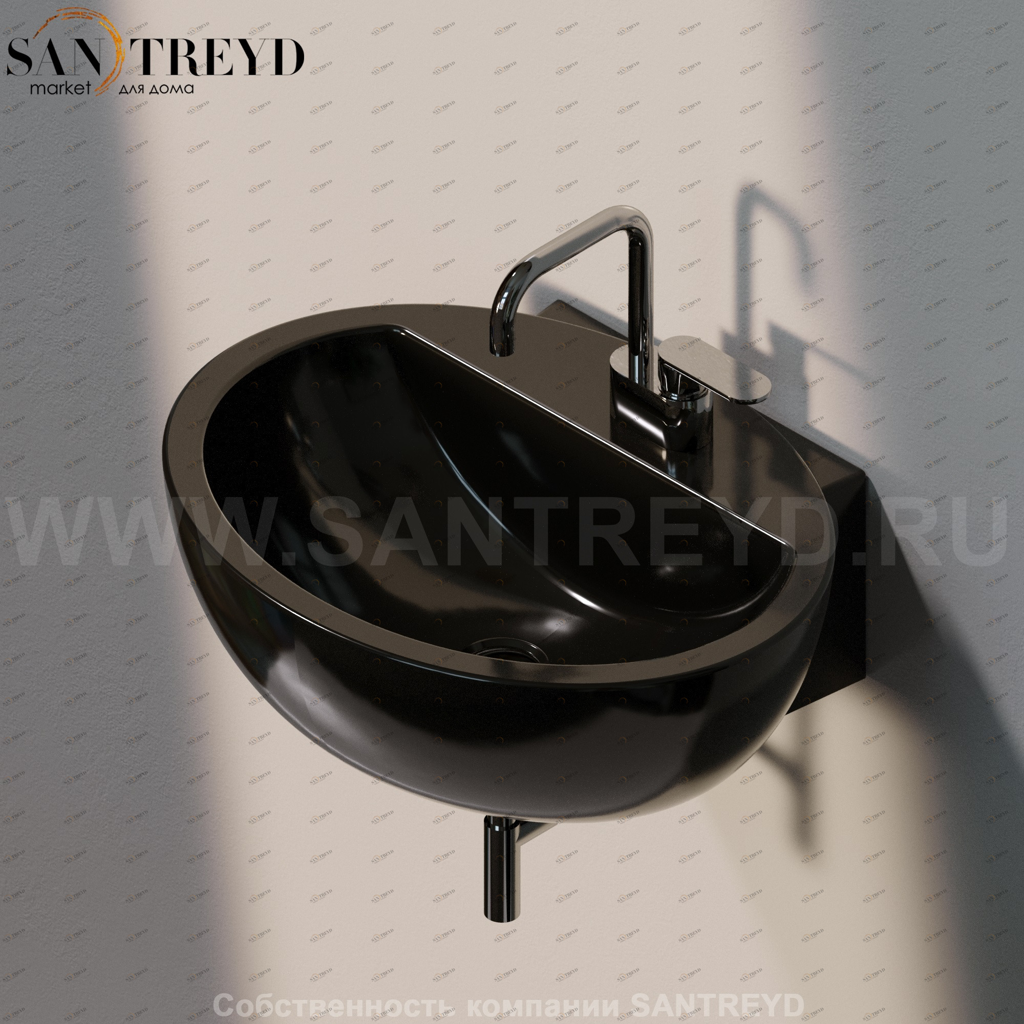 DP4819017 Подвесная раковина настенная овальная Ceramica Flaminia Dip черная