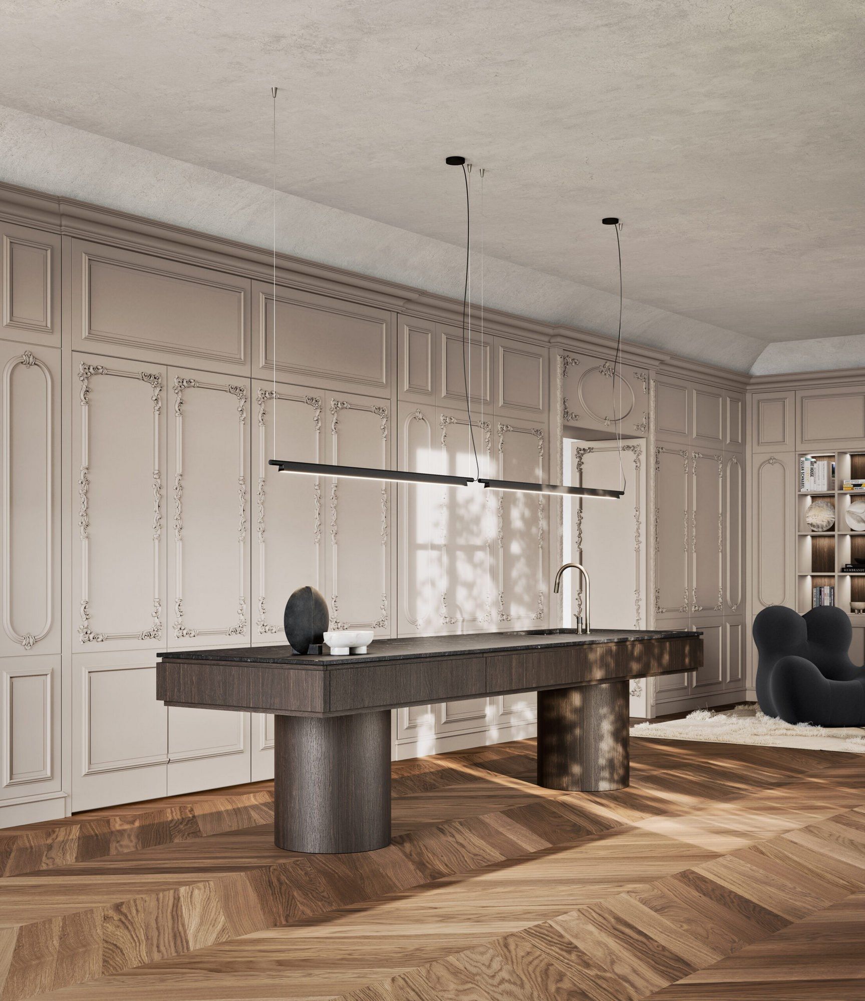 Дубовая островная кухня с мраморной столешницей L'Ottocento FLORAL BOTANICA ARCH-00098648 - Вид №1