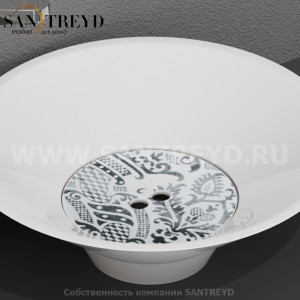 486070 Накладка на слив из керамики декор цвет Белая глазурь Kerasan Deco Италия