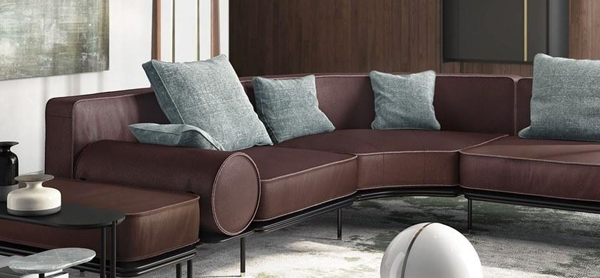 Natuzzi Модульный кожаный диван с шезлонгом sun-id-1461483 - Вид №1