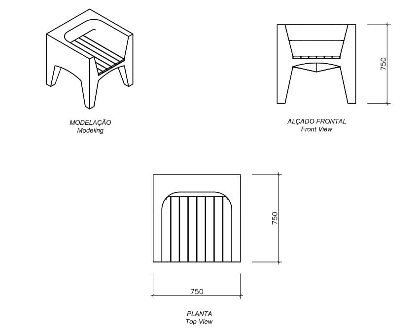 Бетонное наружное сиденье с подлокотниками amop Lord ARCH-00146024 - Вид №2