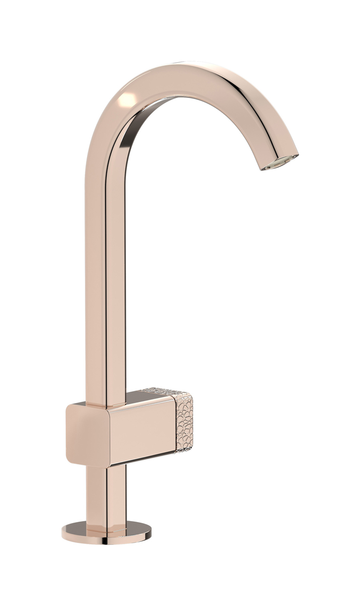 Монорычажный прогрессивный смеситель на раковину в комплекте с донным клапаном. WE ARE IB eo200rs_2 Rose Gold Elio