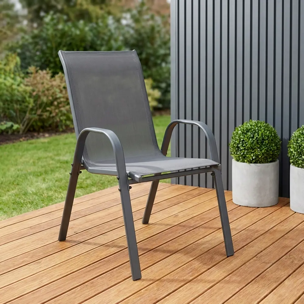 Комплект стульев садовых BEGINIA Alma 70x54x91.5 см сталь серый 2шт STLM-2092841 - Вид №11