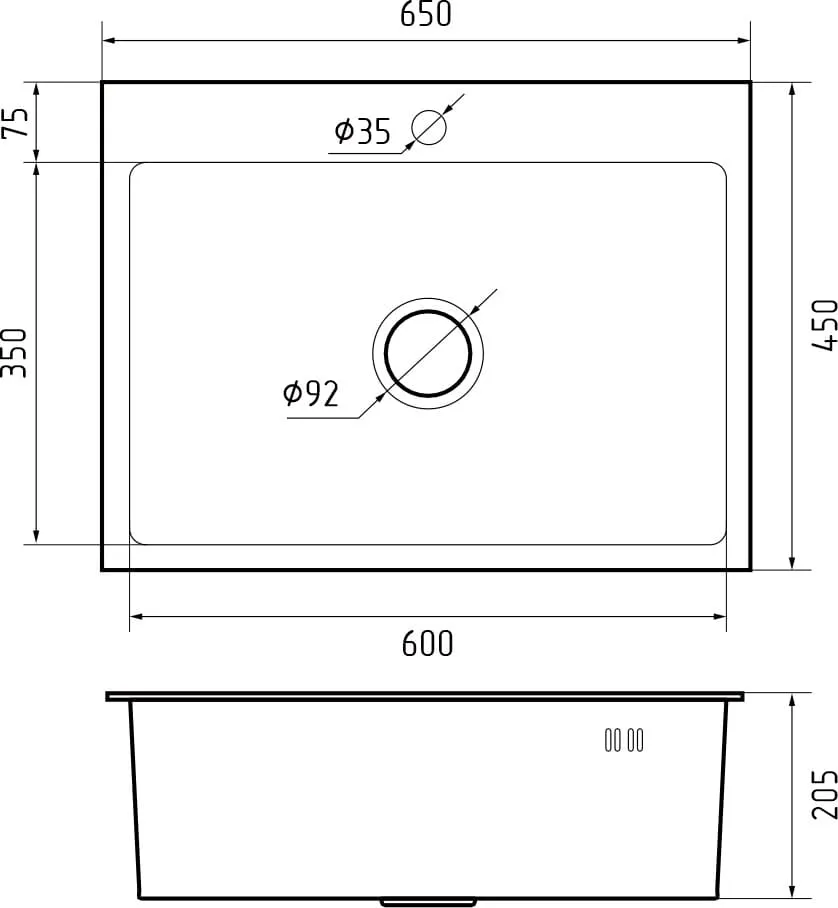 Кухонная мойка 6545 GRANFEST METAL - Вид №1