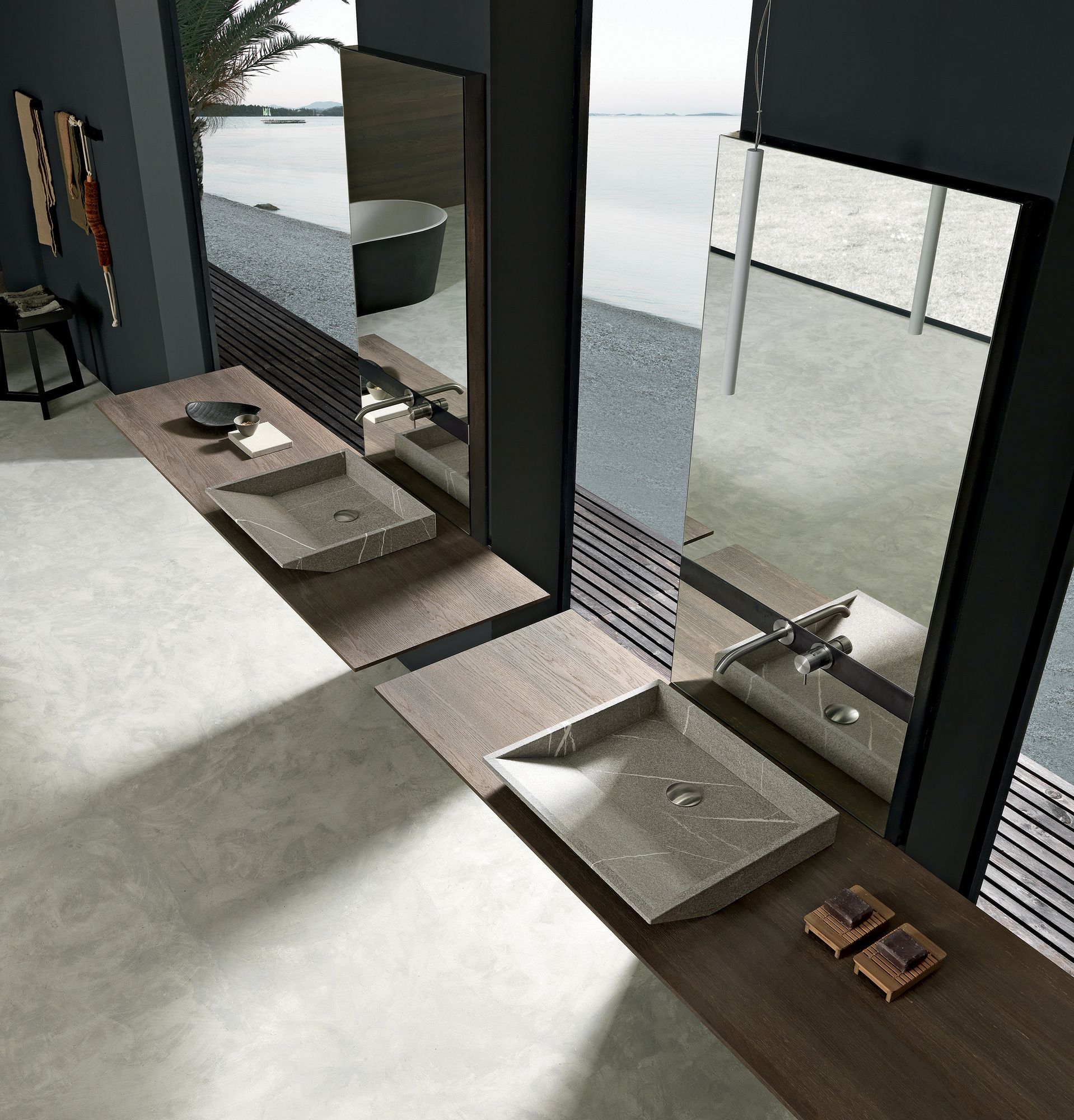 Двойной дубовый умывальник со встроенной раковиной с зеркалом MODULNOVA Surf ARCH-00133815 - Вид №4