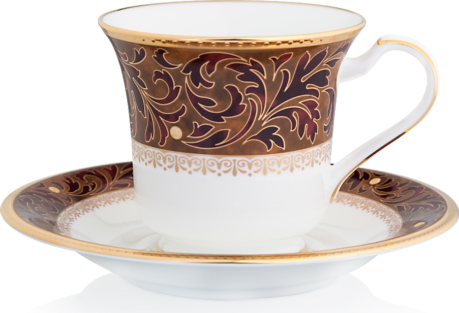 1051798 Noritake Чашка чайная с блюдцем Noritake "Ксавьер,золотой кант" 200мл Фарфор костяной 