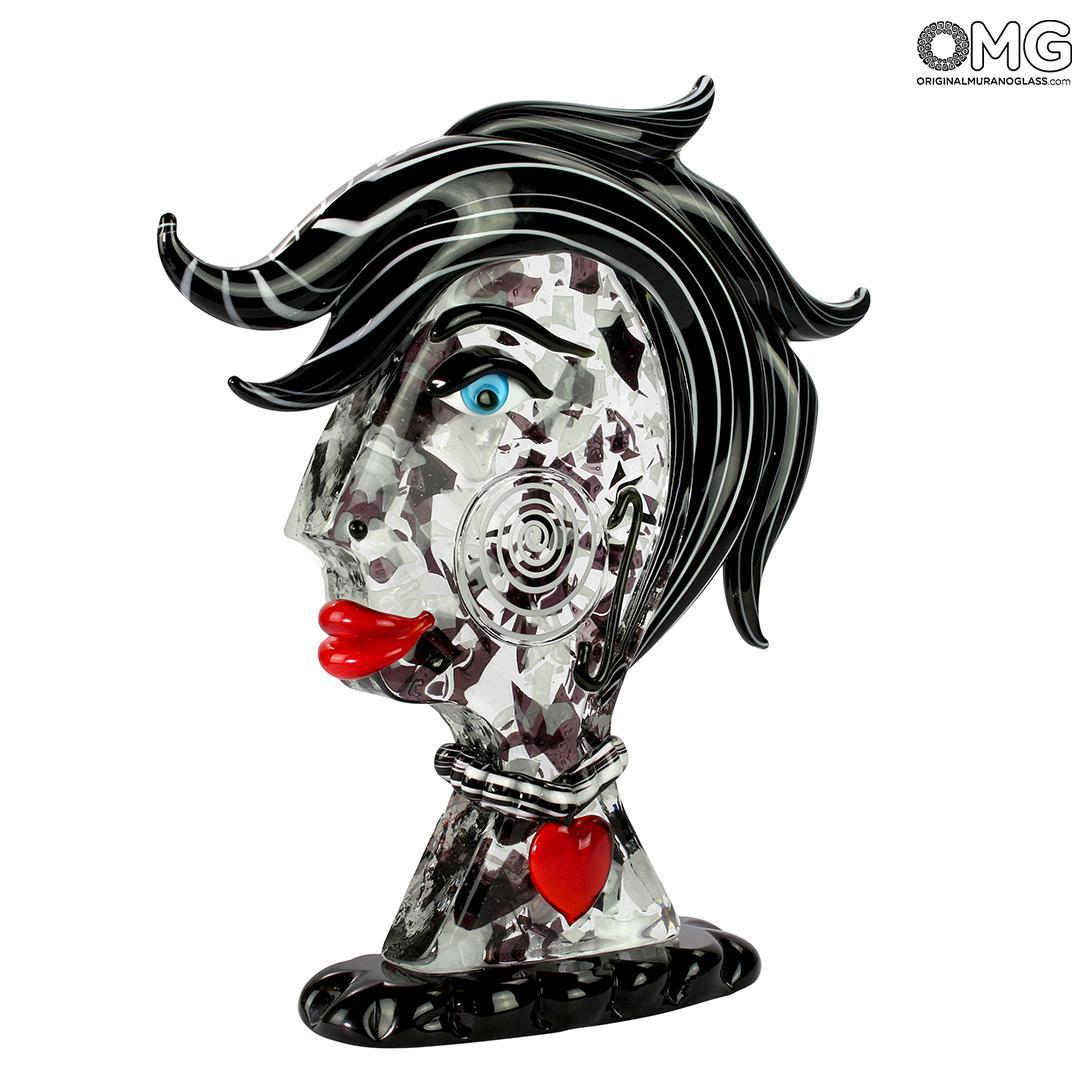 4718 ORIGINALMURANOGLASS Скульптура Голова Женщины - Pop Art - Original Murano Glass OMG 24 см PICASSO - Вид №1