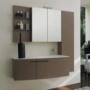 Комбинация ванной комнаты SY18 в отделке Corian/L35 Visone лак матов. MILLDUE SYMI