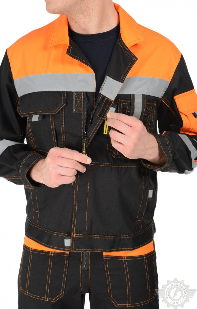 61848 Костюм "Профессионал-2" с СВП черно-оранжевый  Летняя спецодежда  размер 60-62/182-188  - Вид №20