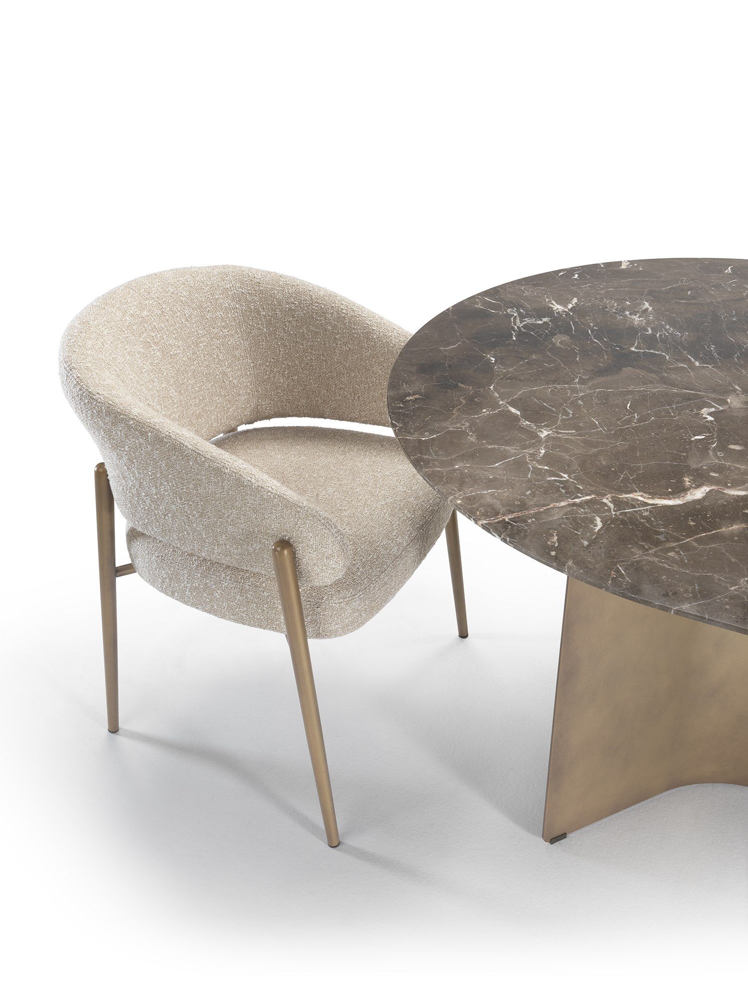 Овальный стол с мраморным верхом и изогнутым металлическим основанием Marelli Wave ARCH-00138111 - Вид №2