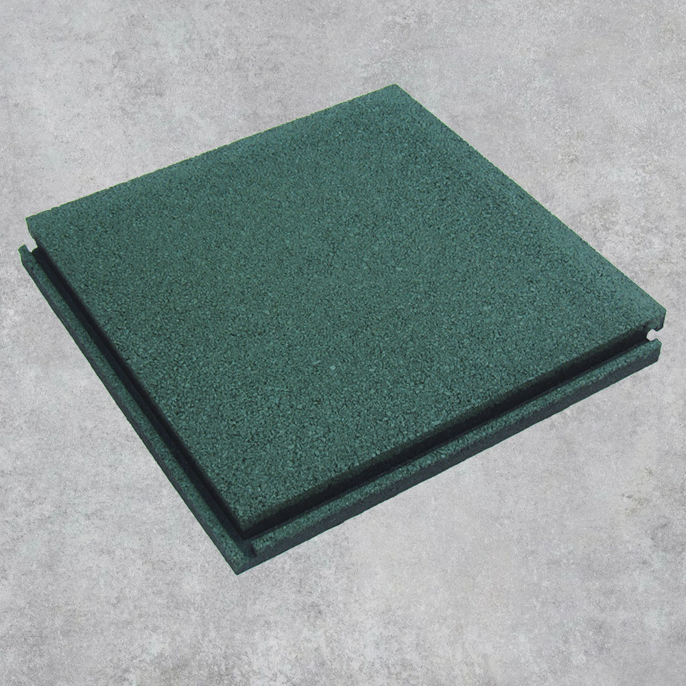Плитка с соединением "Язык-паз" зеленая. Резиновое покрытие ЭКОПРОФИТ ПЗЕ001