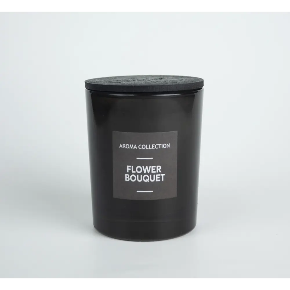 Свеча в стекле Цветочный черная 9 см EVIS STLM-2034764 - Вид №1
