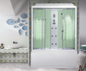 Душевая кабина NG-3170-01 (1700х750х2200) высокий поддон(56см) стекло МОЗАИКА