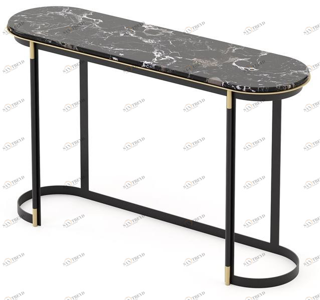 Laskasas Овальная консоль из мрамора и кованого железа Lyssa sun-id-1352759