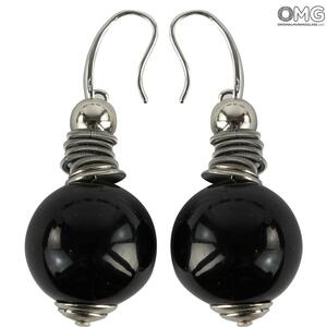 4660 ORIGINALMURANOGLASS Серьги Люмина - Чёрные - муранское стекло OMG 1 см