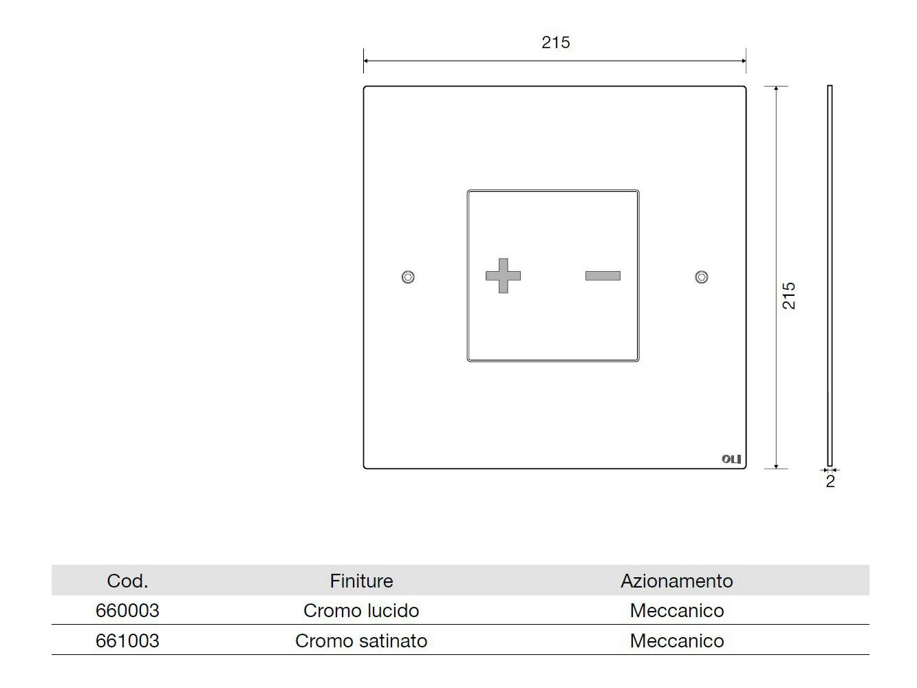 Полированная стальная туалетная панель управления OLI INO-X 03 ARCH-00050505 - Вид №3