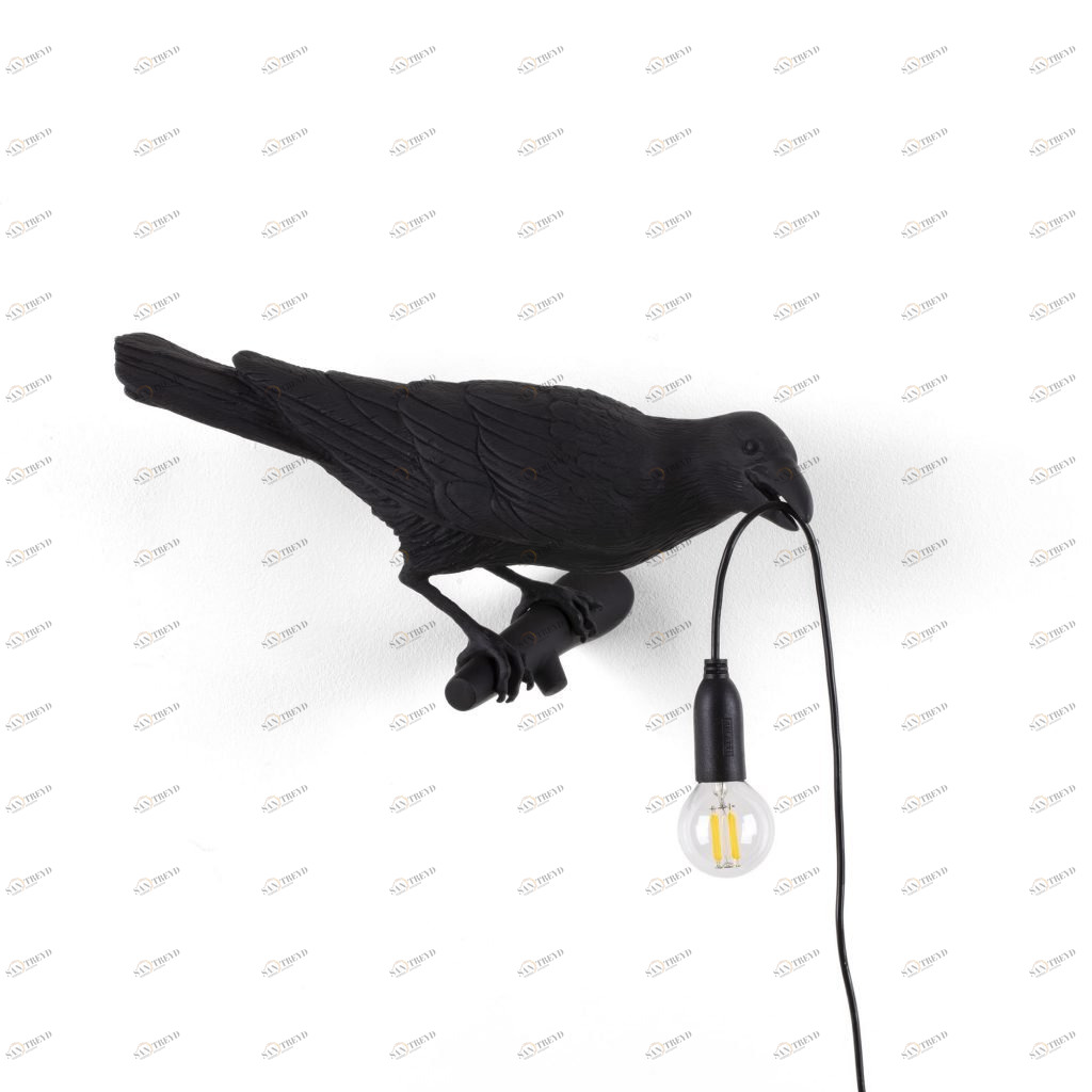 Светильник настенный черный Bird Lamp Black Looking Right 14738 SELETTI С ПТИЧКОЙ 00-3882936 Черный 