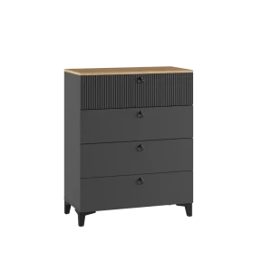 91814249 Комод Альбина Мс Ника 4 ящика 80x92x41 см ЛДСП цвет графит STLM-1491346