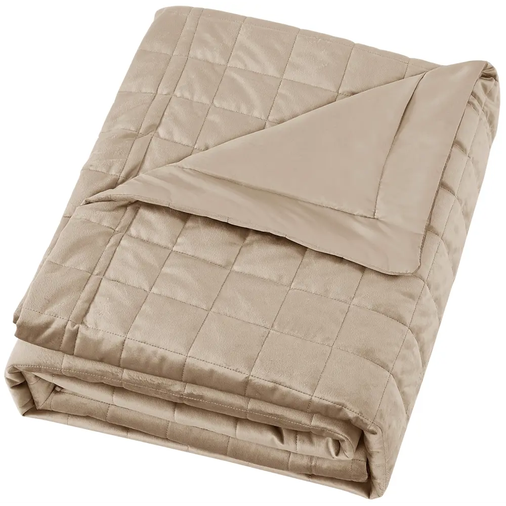 INSPIRE Покрывало Etna велюровое бежевое 240x220 см с геометрической стежкой 89334838 STLM-1574107