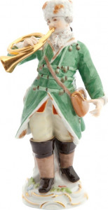 84051 Meissen Фигурка "Охотник с охотничьим рогом и ружьем" (пара к 63067) Фарфор