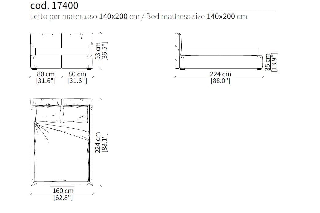 Тканевая кровать с мягким изголовьем Frigerio Купер ARCH-00023815 - Вид №7