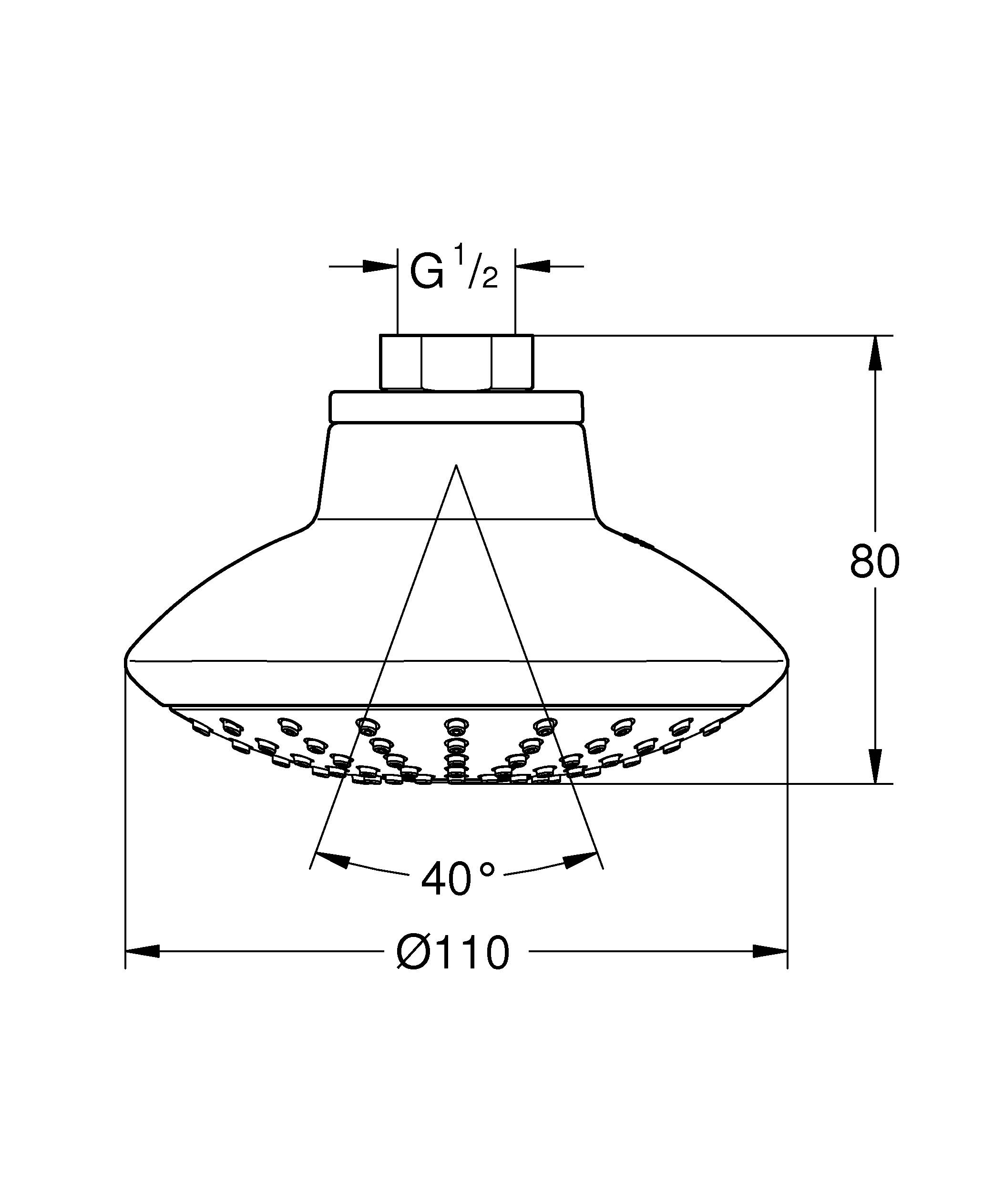 Верхний душ GROHE Euphoria 110 Mono, расход 7,6 л/мин, хром (27810001) - Вид №1