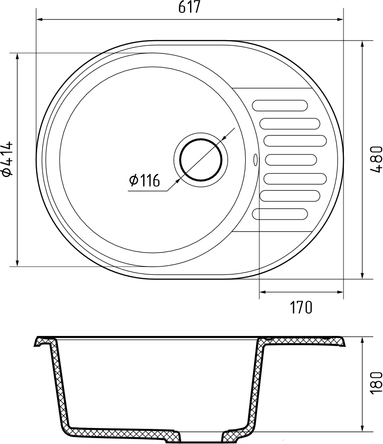 Кухонная мойка 58 GRANFEST QUARZ - Вид №1