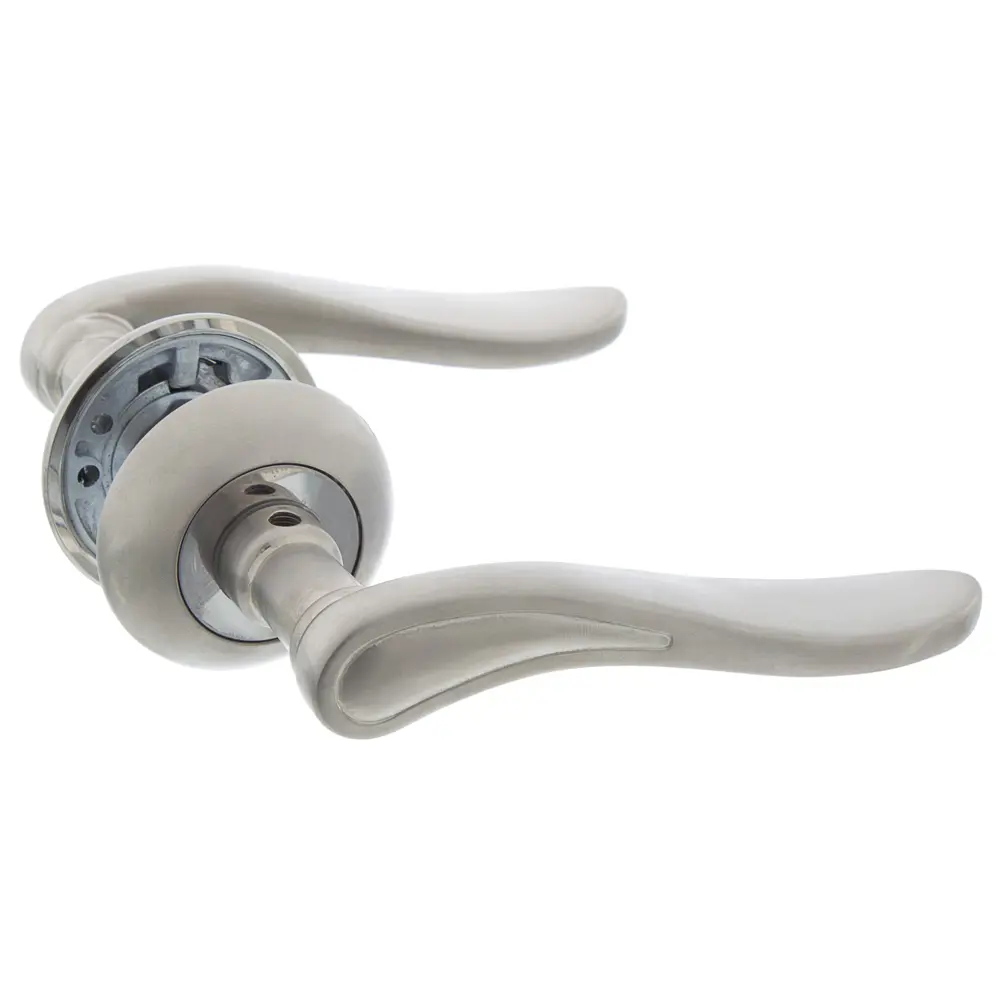 Ручки дверные на розетке Inspire ZC-64-D1, ЦАМ, цвет матовый никель 15475914 STLM-2029228  - Вид №1
